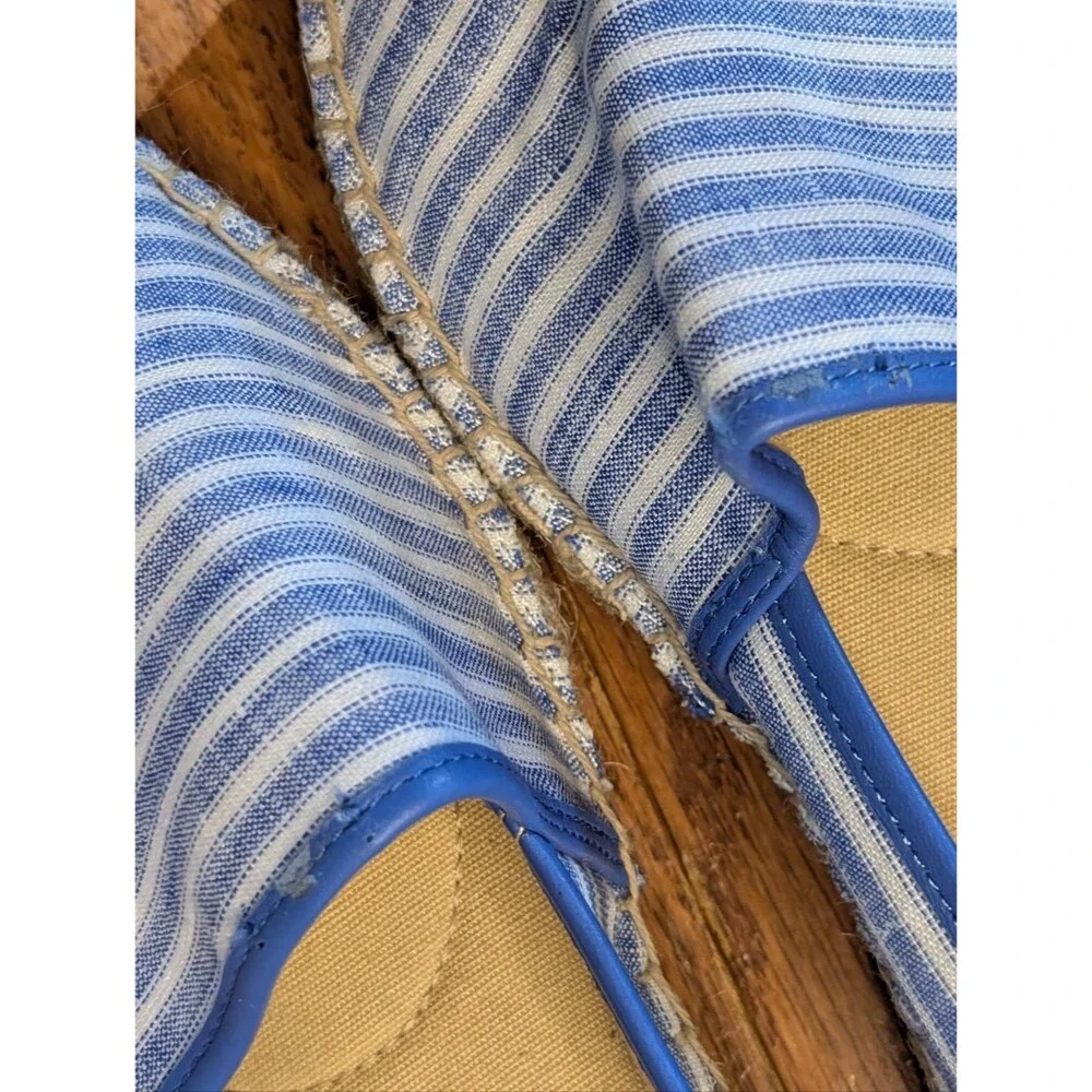 Talbots Izzy Blue & White Striped Canvas Espadrilles size 7M Nautical resortwear